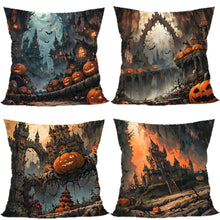 4PC Home Party Pillow Cover For Christmas & Halloween Celebration, Style‑83, Suitable For Sofa, Living Room, Bedroom, 45x45cm, Pillow Insert Not Included, Portable Cushion Cover For Quick Scene Adjustment