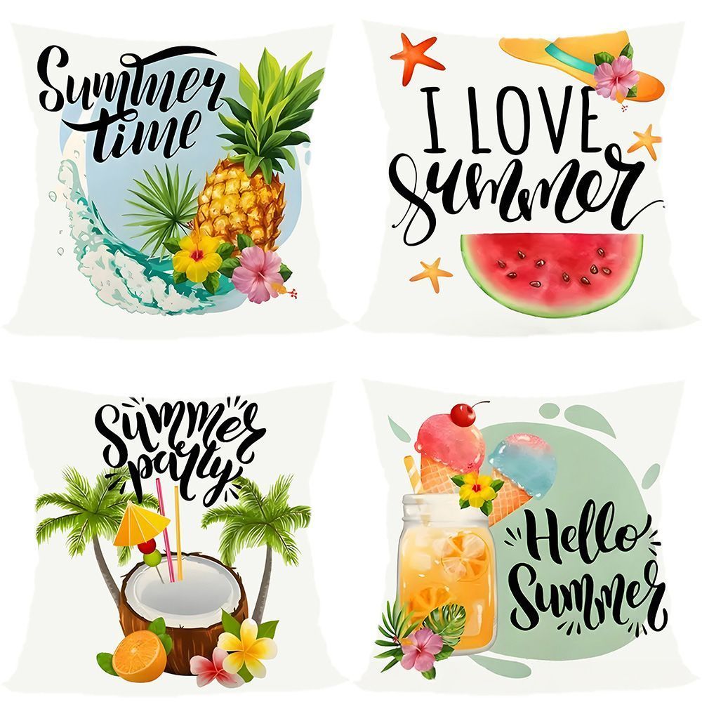 4PC Holiday Layout Pillow Cover For Halloween & Christmas, Style‑88, Suitable For Sofa, Living Room, Bedroom, 45x45cm, Pillow Insert Not Included, Sturdy Craft Cushion Cover For Daily Home Application