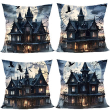 Decorative Pillow Cover 4PC For Halloween & Christmas Occasion, Style‑66, Suitable For Sofa, Living Room, Bedroom, 45x45cm, Pillow Insert Not Included, Anti‑deform Cushion Cover For Long‑time Placement