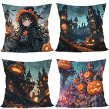 4PC Indoor Festival Accent Pillow Cover For Christmas & Halloween, Style‑77, Suitable For Sofa, Living Room, Bedroom, 45x45cm, Pillow Insert Not Included, Light‑weight Cushion Cover For Flexible Home Arrangement