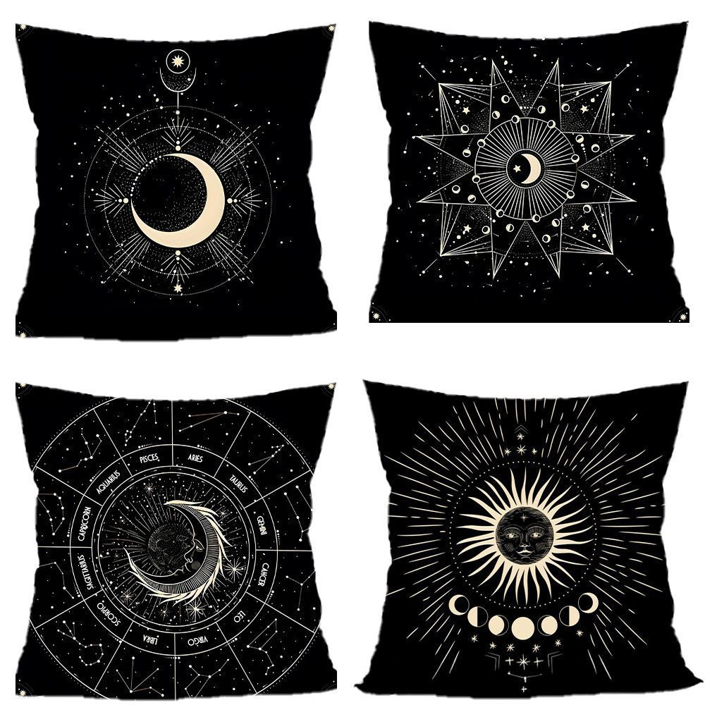 4PC Seasonal Home Accent Pillow Cover For Christmas & Halloween, Style‑98, Suitable For Sofa, Living Room, Bedroom, 45x45cm, Pillow Insert Not Included, Wrinkle‑resistant Cushion Cover For Family Gathering Scene Setup