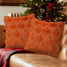2PCS Halloween Themed Short Plush Pillow Cover, Pumpkin Pattern Decorative Cushion Shell, Suitable For Sofa Living Room Bedroom, 45x45cm, Pillow Insert Not Included