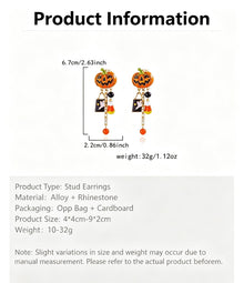 Halloween & Christmas Themed Gothic Drop Earrings For Women, Pumpkin Ghost Charm Tassel Dangle Ear Jewelry, Costume Party Ear Piece, Style‑ER25Y0148