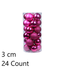 24Pcs Glossy Plastic Christmas Tree Ornament Balls, Rose Red 3cm Electroplated Baubles for Xmas Trimming and Halloween Warm Tone Layout