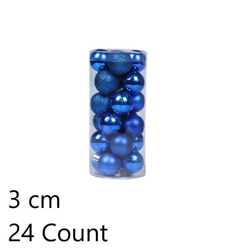 24 Count Shiny Plastic Christmas Tree Pendant Balls, Dark Blue 3cm Electroplated Spheres for Xmas Decor and Halloween Dark Style Scene Layout