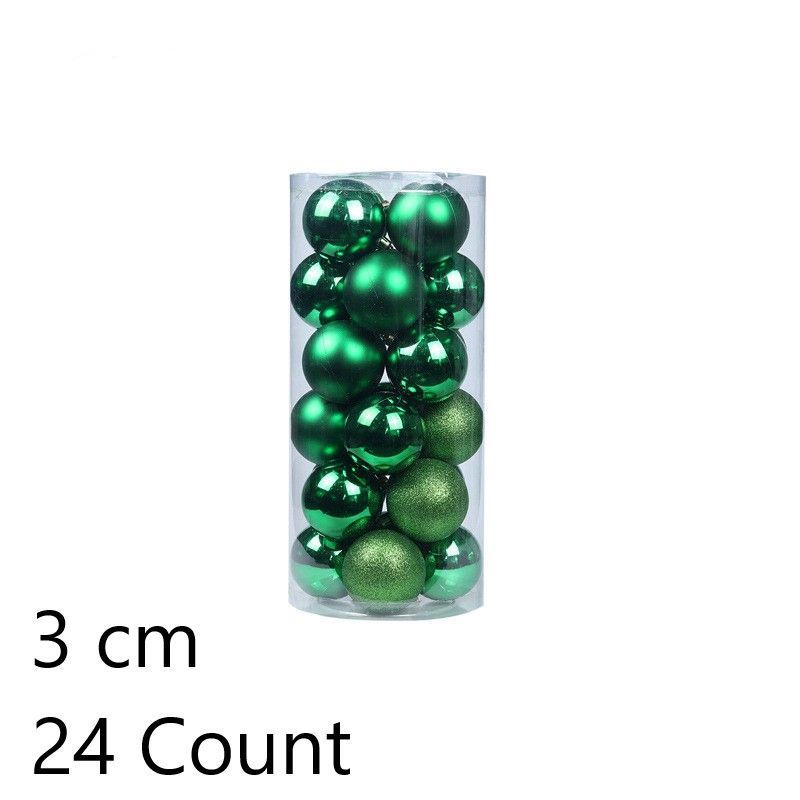24 Pieces Glossy Plastic Christmas Tree Hanging Baubles, Dark Green 3cm Electroplated Ornaments for Xmas Layout and Halloween Natural Style Decor