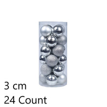 24Pcs Shiny Plastic Christmas Tree Ornament Spheres, Silver 3cm Electroplated Balls for Xmas Decor and Halloween Cool Tone Scene Arrangement