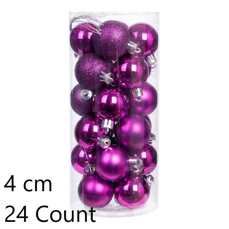 24 Pieces Electroplated Plastic Holiday Festive Spheres, Purple 4cm Shiny Baubles Applied in Christmas Garland and Halloween Household Scene Setup