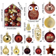72Pcs Comprehensive Xmas Pendant Kit with House Style Outer Box, Textured Electroplated Baubles and Character Decor in Coffee Gold Tone, Matching Christmas Wreath Arrangement and Halloween Household Scene Design