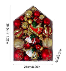 72Pcs Comprehensive Xmas Pendant Kit with House Style Outer Box, Textured Electroplated Baubles and Character Decor in Coffee Gold Tone, Matching Christmas Wreath Arrangement and Halloween Household Scene Design