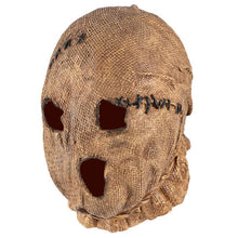 Scarecrow Style Halloween Full Head Mask, Creepy Burlap Textured Prank Face Cover for Themed Party, Cosplay Dress Up and Christmas Funny Gathering Activity, Model 40227