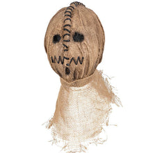 Vintage Burlap Scarecrow Full Face Mask, Spooky Hand Sewn Pattern Head Cover for Halloween Costume Contest, Bar Party and Christmas Prank Game, Model 40500