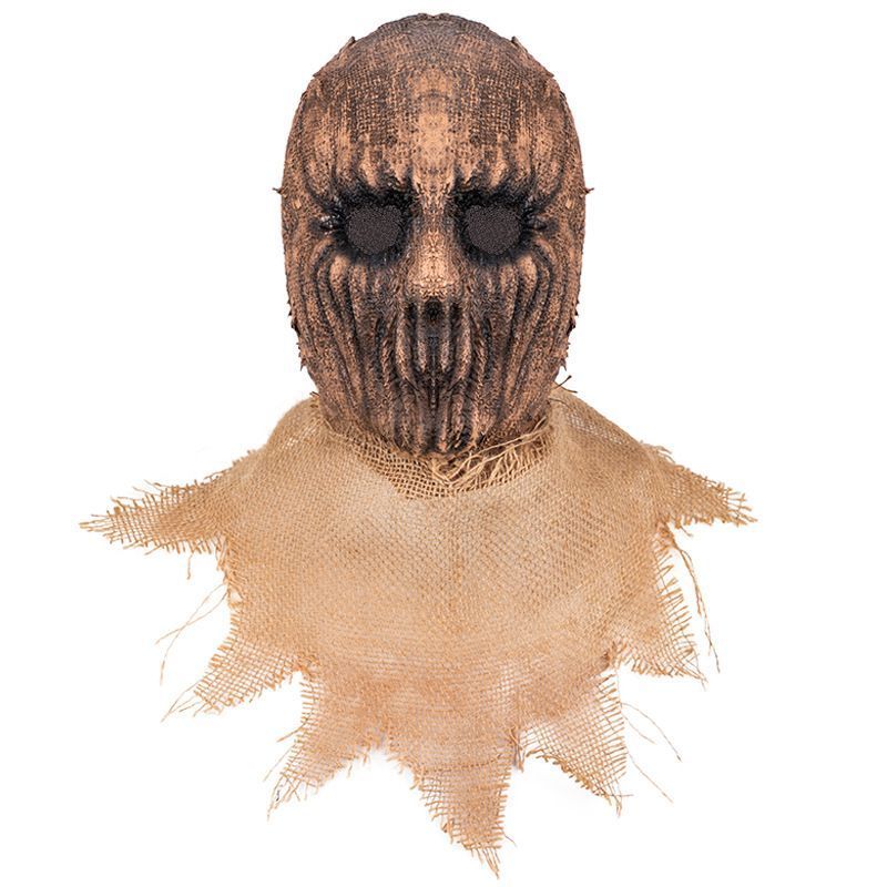 Hollow Eye Horror Scarecrow Head Mask, Rough Linen Texture Cosplay Headgear for Halloween Indoor Event, Trick-or-Treat and Festive Scene Styling, Model 40510