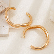 Dual Layer Irregular Wave Bangle 2 Pieces Set, Gold Stackable Metal Open Bracelet, Women Fashion Matching Jewelry as Christmas Halloween Holiday Gift Pack, Code 5091