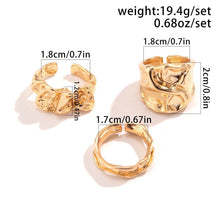 Irregular Crumple Metal Stacking Ring 3 Pieces Set, Gold Lava Texture Open Band Rings, Women Trendy Finger Jewelry for Christmas Halloween Party Favors, Code 4541