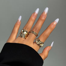 Irregular Crumple Metal Stacking Ring 3 Pieces Set, Gold Lava Texture Open Band Rings, Women Trendy Finger Jewelry for Christmas Halloween Party Favors, Code 4541