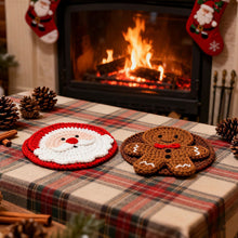 Round Santa Pattern Drink Coasters Pack of 2, Christmas & Halloween Home Decor, Practical Holiday Gift for Family Friends, Coffee Cup Table Surface Protector