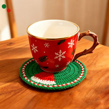 Gingerbread Man Novelty Cup Mats Set of 2, Christmas & Halloween Creative Desk Ornament, Stocking Filler Holiday Gift, Scratch Resistant Table Protective Pad