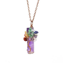 Natural Stone Irregular Crystal Chip Tree of Life Pendant Necklace, Antique Copper Finish, Amethyst Bead, Christmas & Halloween Daily Outfit Jewelry, Delicate Holiday Gift for Women