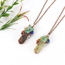 Irregular Raw Crystal Tree of Life Charm Necklace, Antique Copper Hardware, White Turquoise, Christmas & Halloween Everyday Wear Ornament, Portable Holiday Collectible Gift