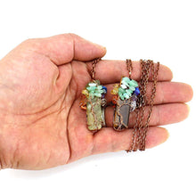 Irregular Raw Crystal Tree of Life Charm Necklace, Antique Copper Hardware, White Turquoise, Christmas & Halloween Everyday Wear Ornament, Portable Holiday Collectible Gift