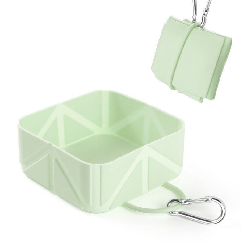 Silicone Collapsible Pet Travel Bowl, Portable Dog Cat Feeding Water Bowl, Christmas & Halloween Outdoor Camping Accessory, Practical Holiday Gift for Pet Owners, 500ml, Hazy Green