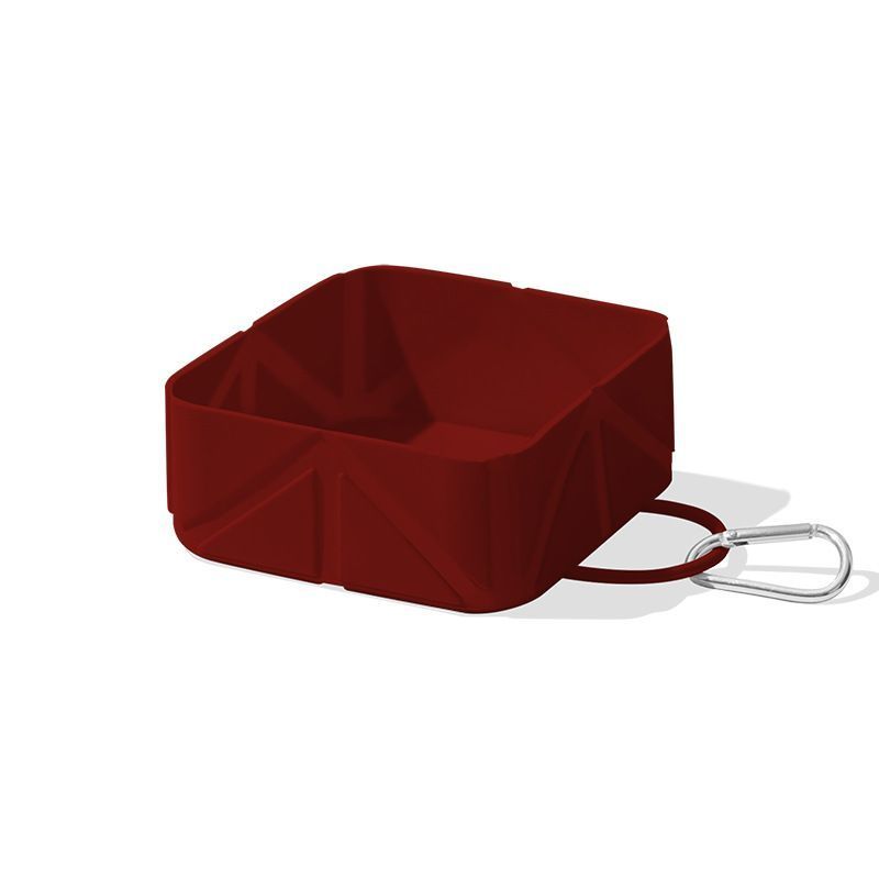 Travel‑Friendly Foldable Silicone Pet Bowl, Dog Cat Outdoor Water Feeding Dish, Christmas & Halloween Pet Holiday Gift, Space‑Saving Camping Pet Accessory, 500ml, Wine Red