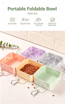 Soft Silicone Fold‑able Pet Outdoor Bowl, Compact Dog Cat Feeding Water Bowl, Christmas & Halloween On‑the‑go Pet Supply, Nice Holiday Present for Pet Keepers, 500ml, Avocado Green
