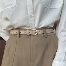 Ladies Retro Bevel‑edge Soft Leather Belt, Khaki, Sleek Simple Design Waistband, Christmas & Halloween Photo‑ready Outfit Accessory, Practical Holiday Souvenir Gift