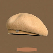 Round Metal Badge Beret Cap, Adjustable 56‑58cm, Christmas & Halloween Casual Gathering Head Accessory, Stylish Retro Painter Hat, Festival Present