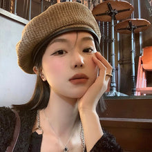 Waffle Knit Beret Hat, Adjustable 56‑58cm, Christmas & Halloween Cozy Daily Headwear, Soft Warm Vintage Artist Cap, Delicate Holiday Gift