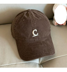Letter Badge Coffee‑Toned Baseball Cap, Adjustable 56‑58cm, Christmas & Halloween Street‑wear Party Headwear, Trendy Casual Hat, Women Holiday Gift