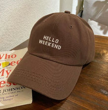 HELLO Letter Print Baseball Cap, Coffee Tone, Adjustable 56‑58cm, Christmas & Halloween Casual Street‑wear Headwear, Trendy Holiday Gift For Ladies
