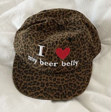 Heart Leopard Print Baseball Cap, Coffee Tone, Adjustable 56‑58cm, Christmas & Halloween Sweet Street‑wear Accessory, Fashion Peaked Cap, Women Holiday Present