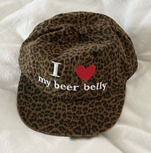 Heart Leopard Print Baseball Cap, Coffee Tone, Adjustable 56‑58cm, Christmas & Halloween Sweet Street‑wear Accessory, Fashion Peaked Cap, Women Holiday Present