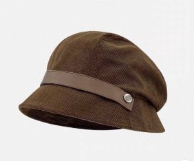 Buckle Decor Corduroy Bucket Hat, Adjustable 56‑58cm, Christmas & Halloween Warm Outdoor Headwear, Retro Casual Bucket Cap, Nice Holiday Present