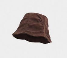 Pleated Corduroy Bucket Hat, Coffee Tone, Adjustable 56‑58cm, Christmas & Halloween Cozy Daily Accessory, Soft Retro Bucket Cap, Thoughtful Holiday Gift