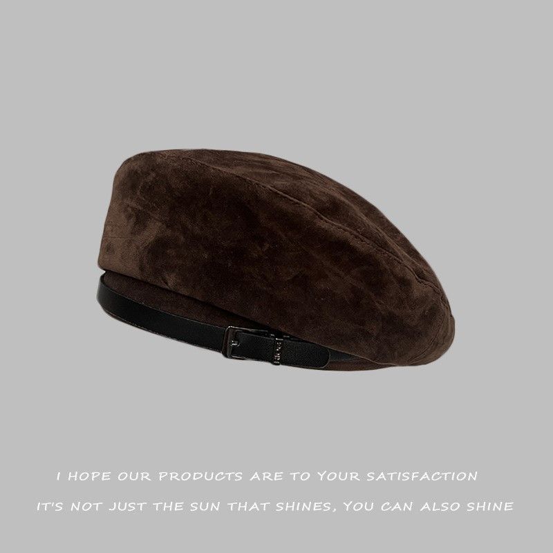 Mini Beret Hat, Coffee Tone, Adjustable 56‑58cm, Christmas & Halloween Casual Daily Accessory, Soft Retro Painter Cap, Holiday Souvenir Present