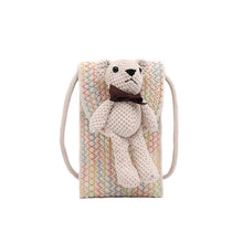 Women Hand‑woven Straw Shoulder Beach Bag, White‑Multicolor, Lightweight Single‑shoulder Phone Pouch, Christmas & Halloween Holiday Styling Accessory, Thoughtful Holiday Present