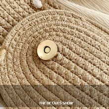 Women Hand‑woven Straw Shoulder Beach Bag, White‑Multicolor, Lightweight Single‑shoulder Phone Pouch, Christmas & Halloween Holiday Styling Accessory, Thoughtful Holiday Present