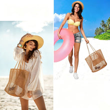 Ladies Mesh Single‑Shoulder Beach Handbag, Black, Summer Outdoor Travel Essential Bag, Christmas & Halloween Trip Matching Accessory, Nice Holiday Souvenir Gift