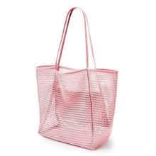 Women Net Mesh Beach Travel Tote Bag, Pink, Portable Outdoor Playing Handbag, Christmas & Halloween Casual Party Accessory, Delicate Holiday Gift
