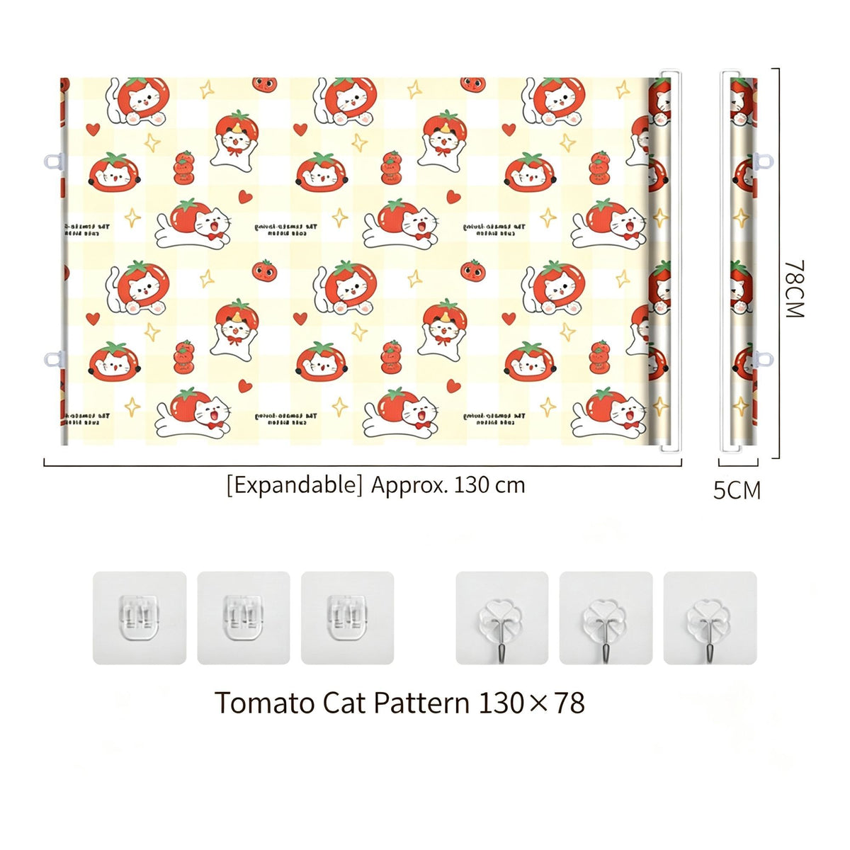 Cartoon Pattern Retractable Pet Gate, Large 78x130cm Tomato Cat Print, Cat Escape‑proof Partition Barrier, Indoor Safety Fence, Christmas & Halloween Decorative Pet Gear, Nice Holiday Present
