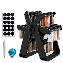 Upgraded Rotating Spice Organizer with 18 Glass Condiment Bottles, Kitchen Countertop Seasoning Storage Rack, Christmas & Halloween Household Decor Accessory, Thoughtful Holiday Present