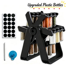 Upgraded Rotating Spice Holder with 18 Plastic Seasoning Bottles, Kitchen Countertop Storage Organizer, Christmas & Halloween Household Kitchen Supply, Delicate Holiday Gift