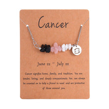 Zodiac Sign Chip Stone Necklace,Stainless Steel Irregular Natural Crystal Pendant,Cancer Themed Jewellery,Ideal for Christmas Halloween Party Wear & Holiday Gift