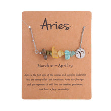 Aries Zodiac Irregular Crystal Chip Necklace,Stainless Steel Natural Stone Pendant,Fashion Constellation Jewellery for Christmas Halloween Party Favor & Gift