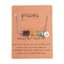 Pisces Constellation Chip Stone Necklace,Stainless Steel Irregular Natural Crystal Pendant,Zodiac Jewellery for Christmas Halloween Cosplay & Holiday Present