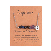 Capricorn Constellation Irregular Crystal Necklace,Stainless Steel Natural Chip Stone Pendant,Zodiac Themed Jewellery for Christmas Halloween Party & Gifting