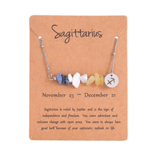Sagittarius Zodiac Chip Natural Stone Pendant Necklace,Stainless Steel Irregular Crystal Jewellery,Fashion Accessory for Christmas Halloween Event & Holiday Gift